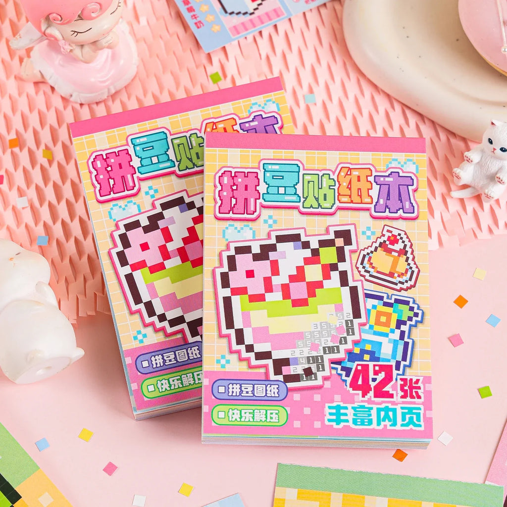 Cartoon Mini Bean Die Cut Sticker Book – Handmade Decorative Decorative Sticker Book Qme