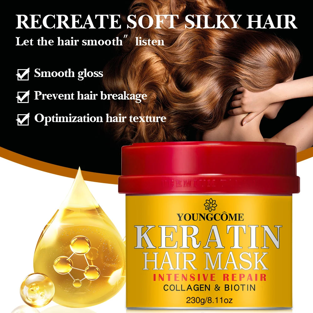 YOUNGCOME Biotin Collagen Keratin Hair Mask – 230g Treatment Keratin Hair Mask Qst