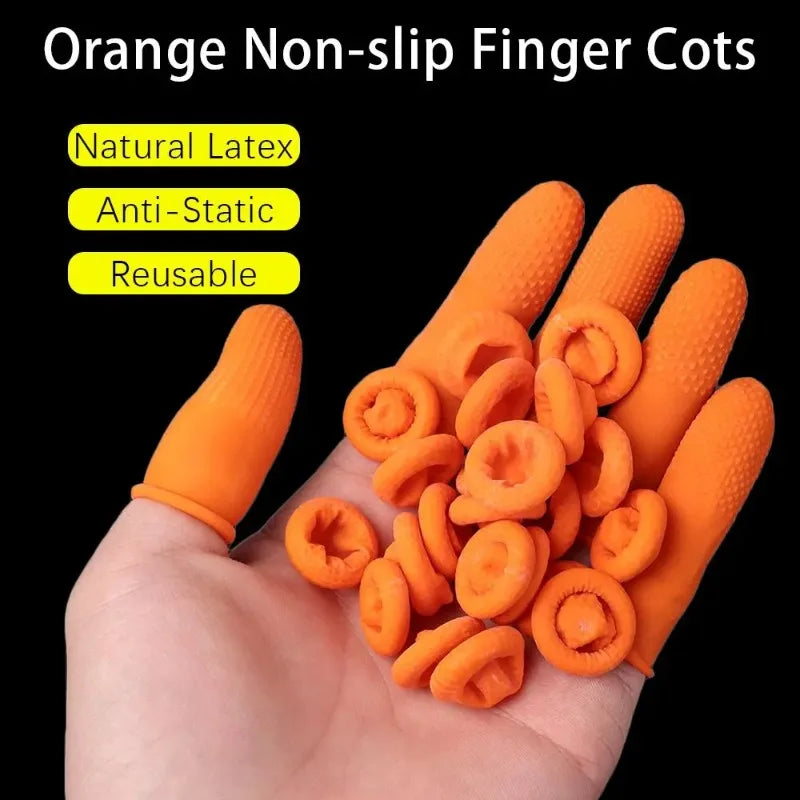 Reusable Latex Finger Cots Non-Slip Natural Rubber Covers 200pc Latex Finger Cots Qme