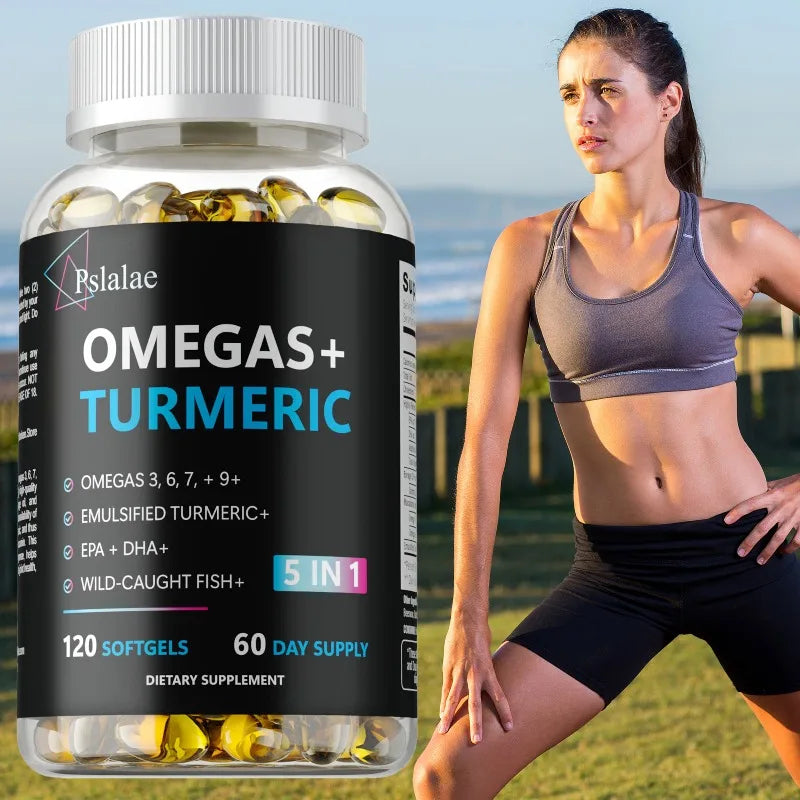 Omegas+ Turmeric Capsules – Heart, Brain & Joint Support Omega Turmeric Supplement Qst