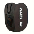 Foldable Mesh Laundry Basket with Handle | Polyester Storage Foldable Laundry Basket Qme black