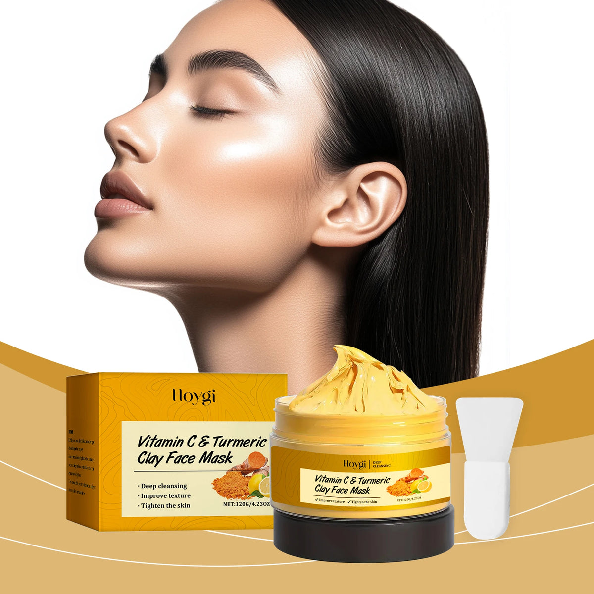 Hoygi Turmeric Clay Mask – Hydrating, Firming & Pore Cleansing Clay Face Mask Qst