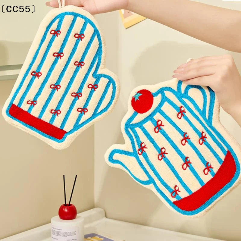 Coral Fleece Hangable Hand Towel – Lantern Pattern, Absorbent Decorative Hand Towel Qst