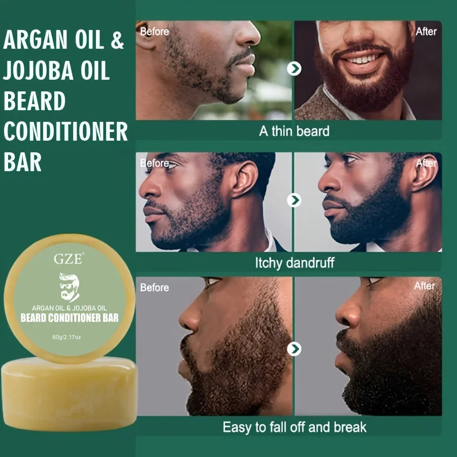 GZE Beard Wash & Conditioner Soap – Argan & Jojoba Oils Beard Wash Soap Qme