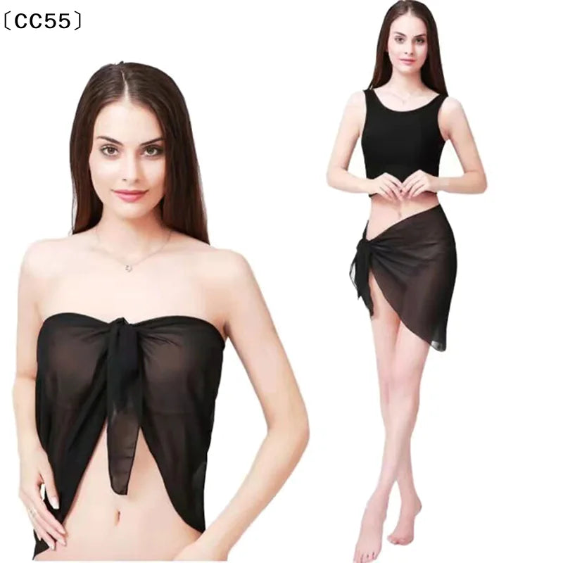 Chiffon Beach Sarong Wrap Skirt – Women's Swimwear Cover Up Swimwear Cover Up Qst