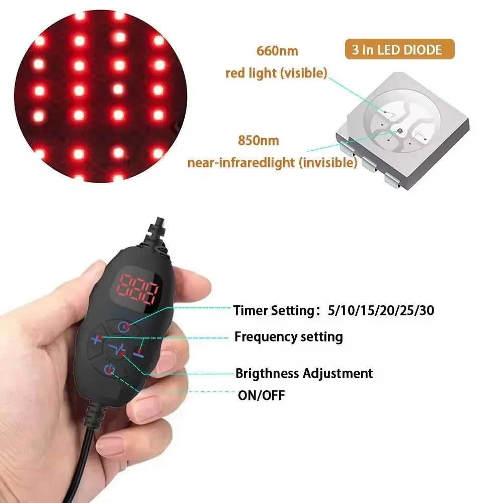 20 LED Red Light Therapy Neck Belt 660nm 850nm Wearable Wrap Light Therapy Belt Qst