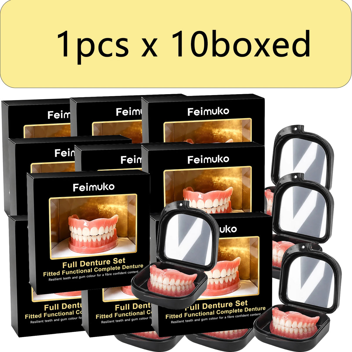 Resin Denture Set – Natural Fit for Men & Women | Oral Care Cosmetic Denture Set Qst 1pcs x 10boxed