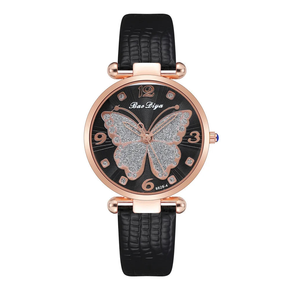 Leather Strap Analog Quartz Watch – Blue Glass Dial | Unisex Analog Quartz Watch Qme Black