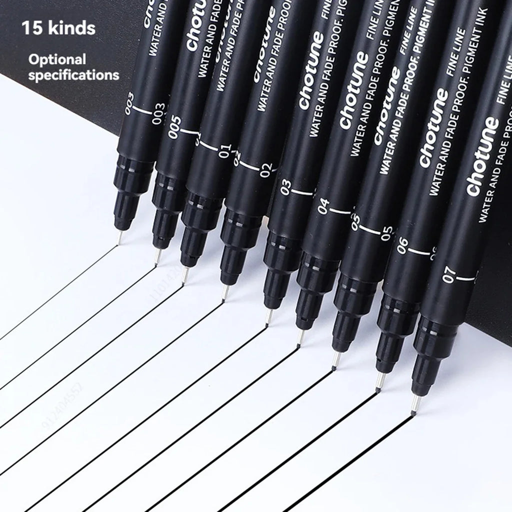 Black Micro Fine Pens 15 Sizes – Waterproof Archival Ink Set Micro Fine Pen Set Qme