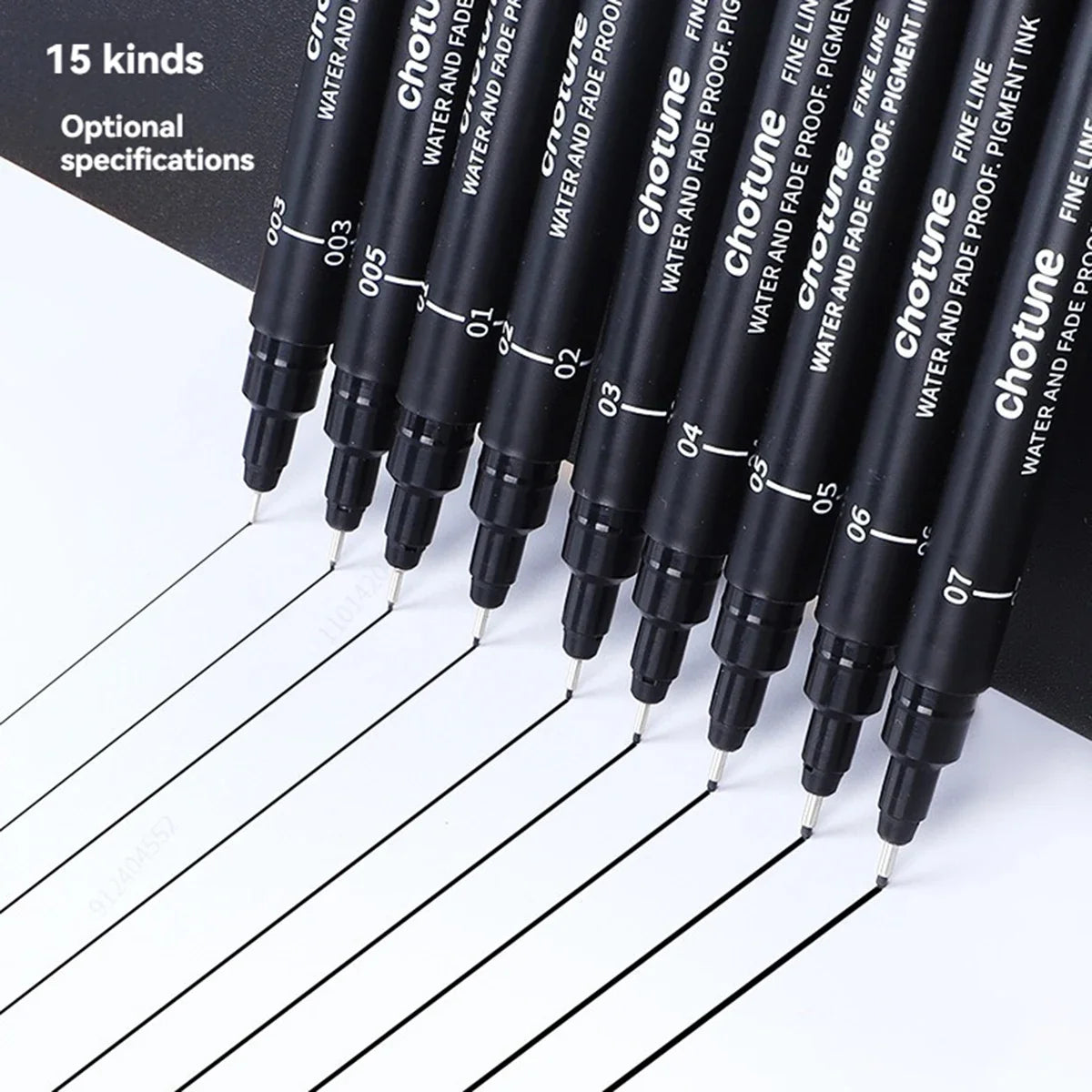 Black Micro Fine Pens 15 Sizes – Waterproof Archival Ink Set Micro Fine Pen Set Qme