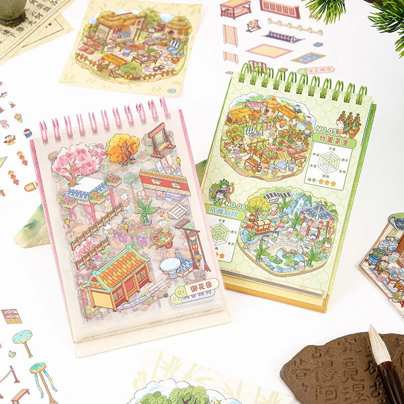 5D Cartoon Landscape Sticker Book – 35 DIY Scene Stickers DIY Sticker Book Qme