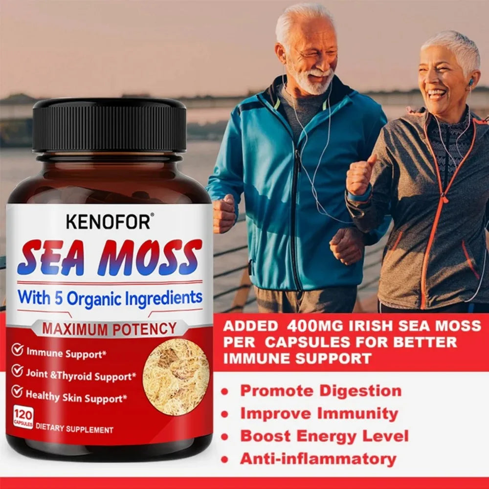 Organic Sea Moss Capsules – Skin, Gut & Immunity Support Sea Moss Supplement Qst