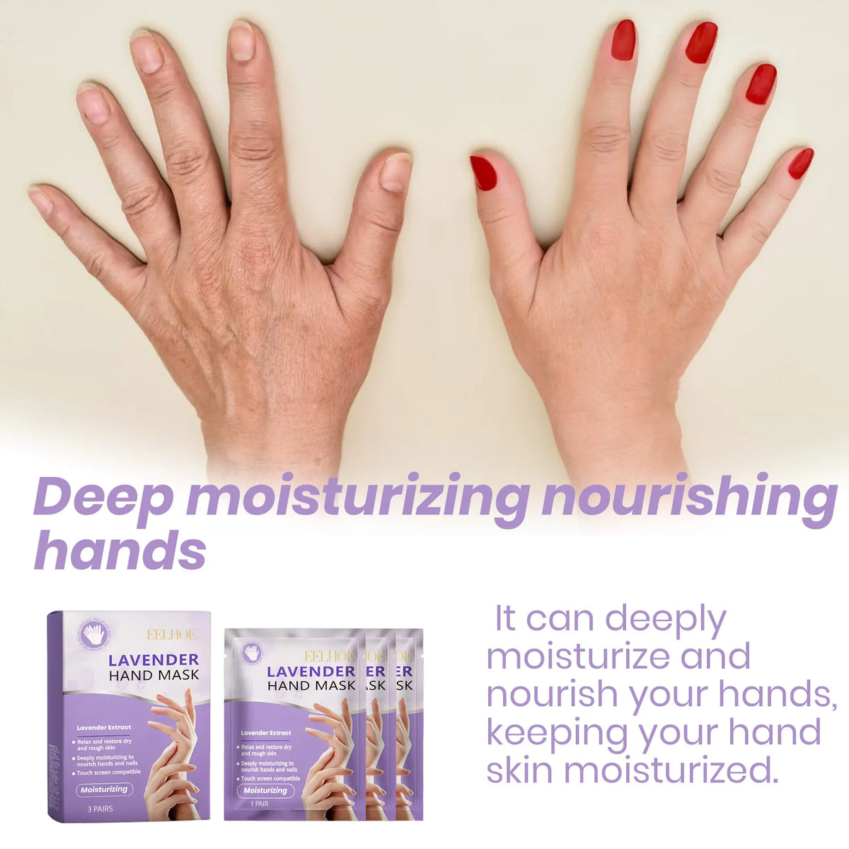 Eelhoe Niacinamide Hand Mask – Brightening & Moisturizing, 3 Pairs Hand Mask Qst