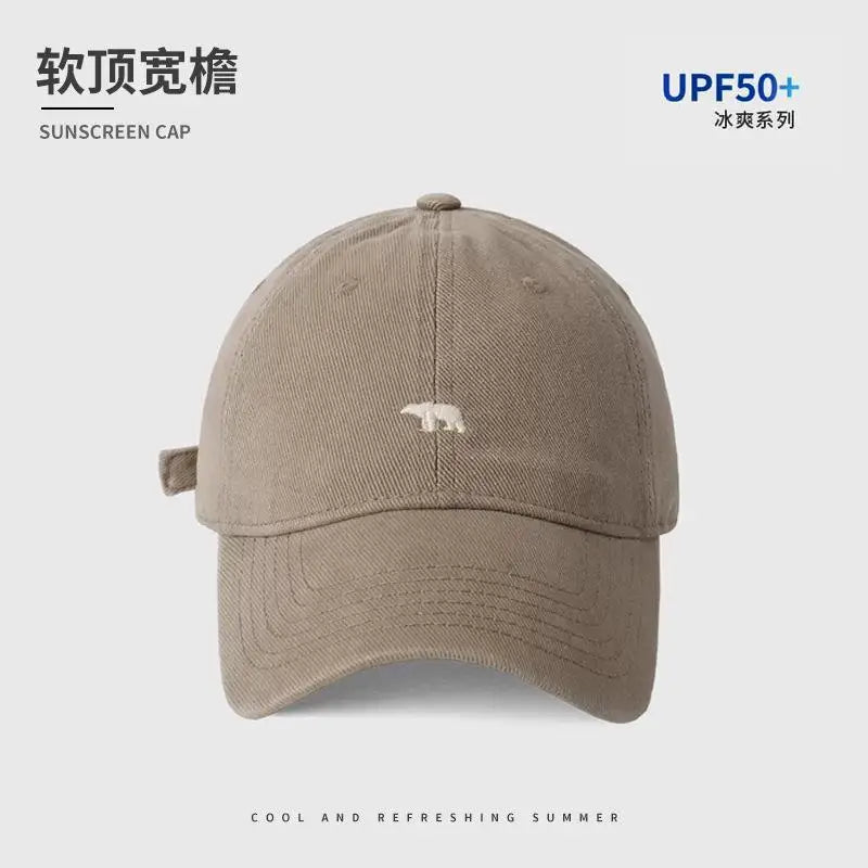 Unisex Bear Design Baseball Cap – Adjustable Curved Brim Hat Baseball Cap Qst Khaki