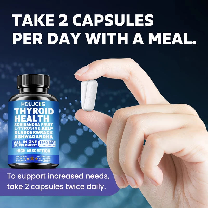 HOLUCKS Thyroid Wellness Supplement | Iodine, Ashwagandha & L-Tyrosine Thyroid Supplement Qst