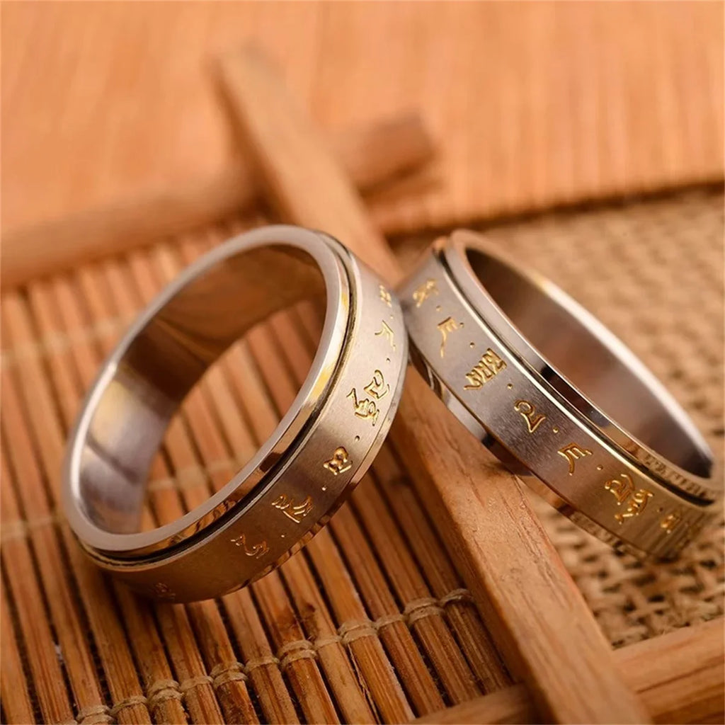 Men's Buddha Spinning Mantra Ring | Titanium Steel Lucky Charm Spinning Mantra Ring Qme