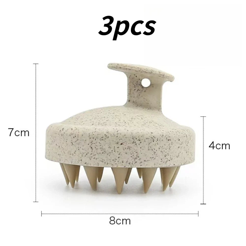 Soft Silicone Scalp Shampoo Brush & Hair Washing Comb Scalp Shampoo Brush Qme Light wheat 3pcs