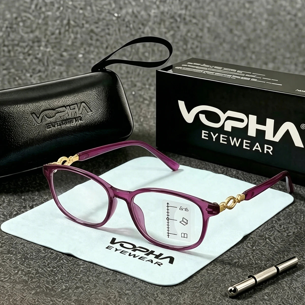VOPHA Progressive Multifocal Reading Glasses Anti Blue Light Reading Glasses Qst 200 Purple
