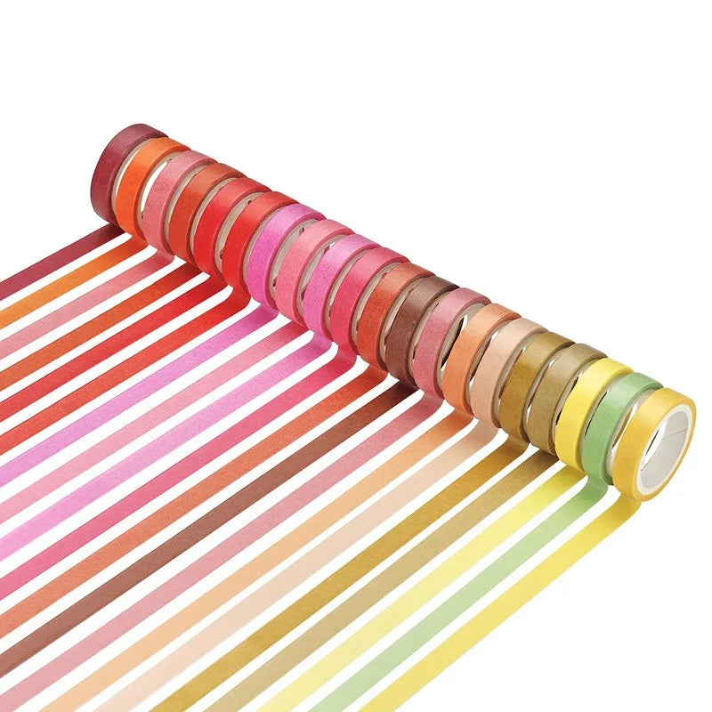 Rainbow Skinny Washi Tape Set for Scrapbooking & Journaling Decorative Washi Tape Qme