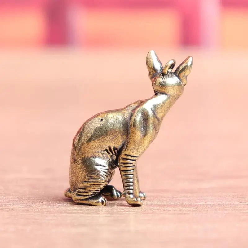 Solid Brass Hairless Cat Statue Vintage Desktop Ornament Decorative Figurine Qme