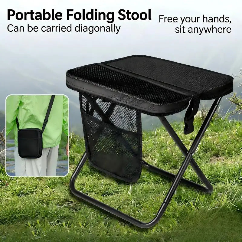 2-in-1 Portable Folding Camping Stool & Crossbody Bag Folding Camping Stool Qme