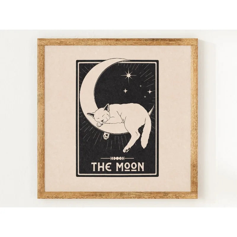 Yin Yang Cats Celestial Canvas Print – Boho Astrology Wall Art Canvas Wall Art Qst