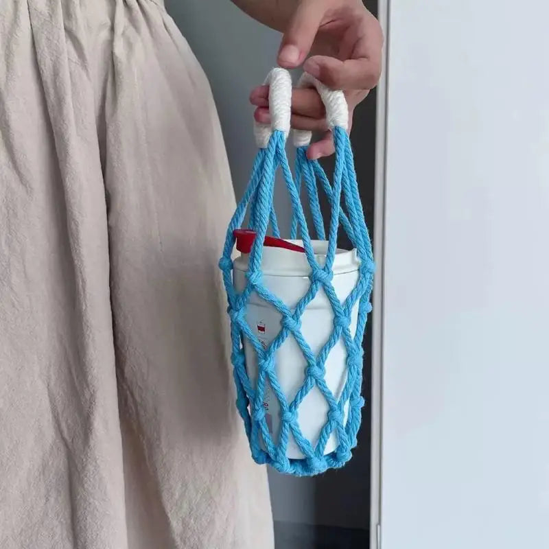 Handmade Macrame Water Bottle Sling – Cotton Rope Net Bag Bottle Sling Bag Qme