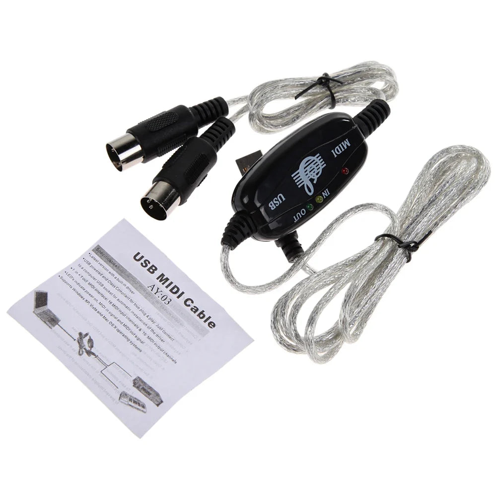 USB MIDI Cable Converter – Keyboard & Synthesizer Interface MIDI Cable Converter Qme