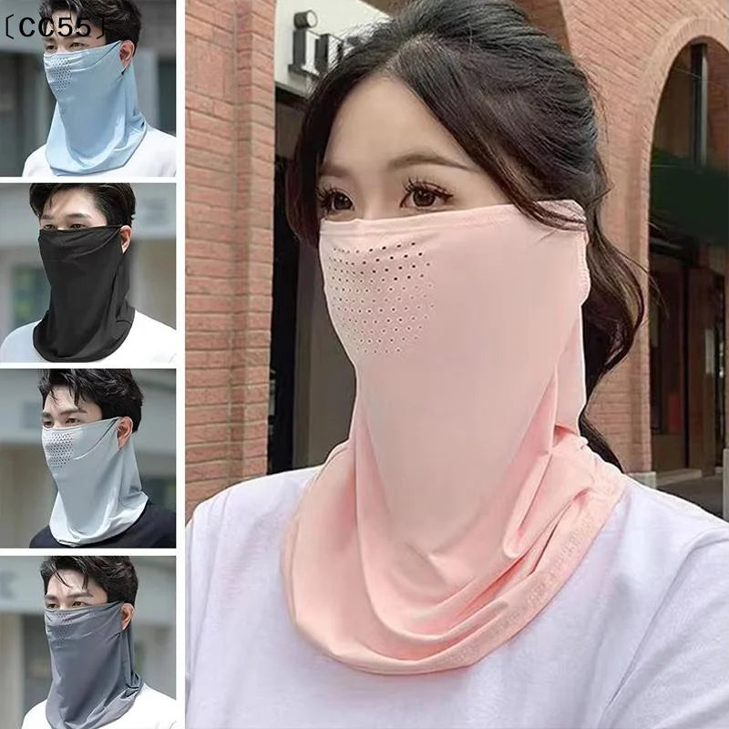 Ice Silk UV Sun Protection Face Mask – Breathable Summer Scarf UV Face Scarf Qst