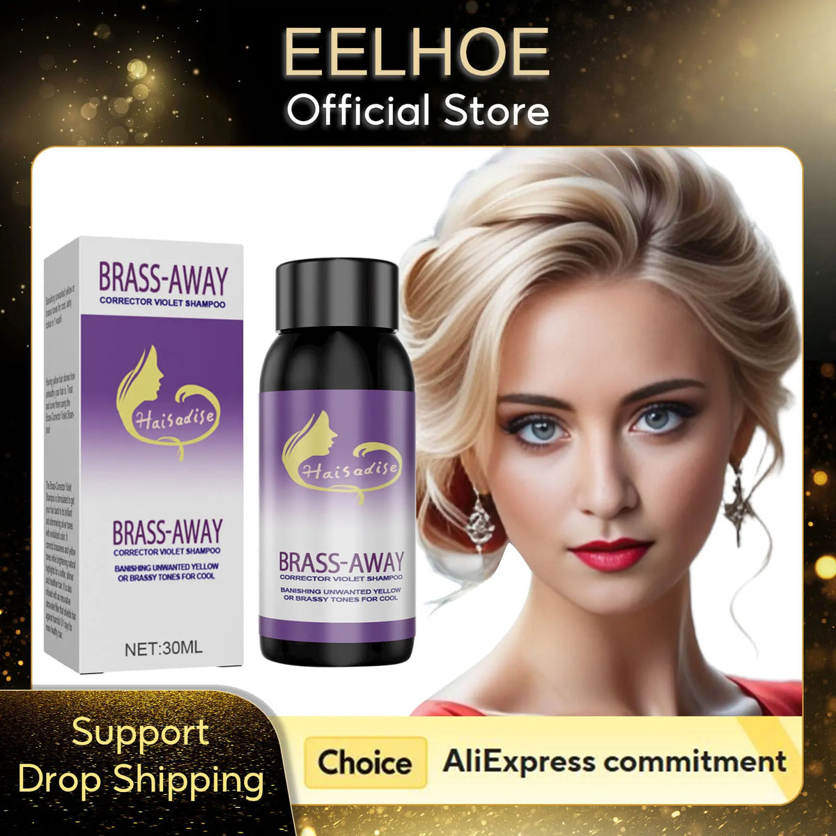 EELHOE Purple Shampoo – Tone Blonde & Bleached Hair 30ml Purple Toning Shampoo Qst