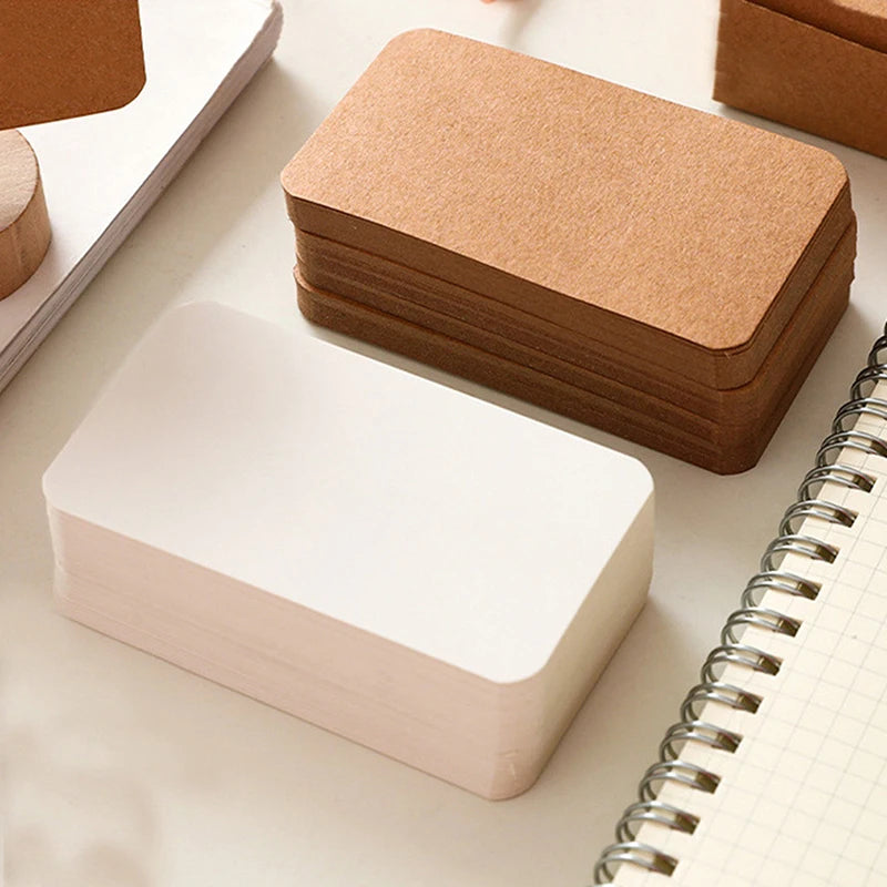 100pcs Kraft Paper Blank Cards & Envelopes – Round Edge Tags Blank Greeting Cards Qst