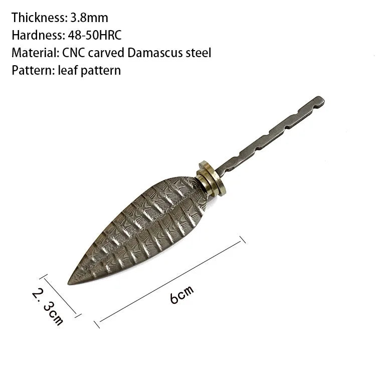 Damascus Steel DIY Tea Knife Blank – Rosette Pattern Handmade Knife Blank Qst CNC Leaf