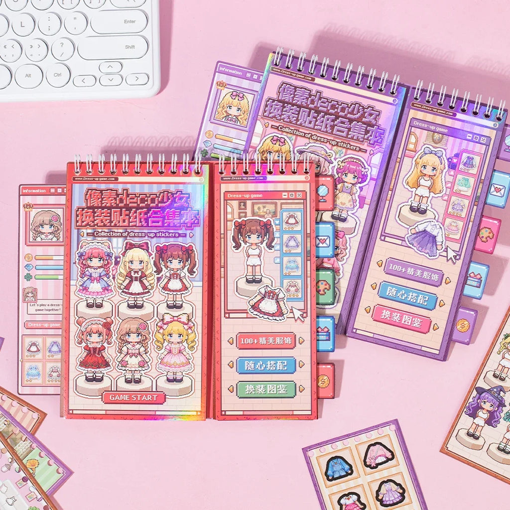 TIANZI Pixel Die-Cut Sticker Book – DIY Diary & Planner DIY Sticker Book Qme