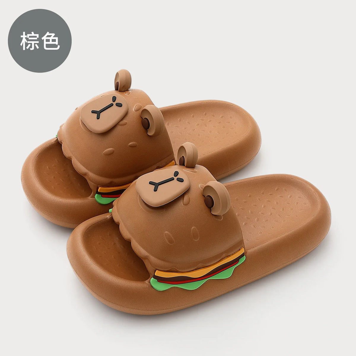 Women's Novelty Bear Burger Platform Slides – EVA Summer Slippers Platform Slides Qst Brown 40-41