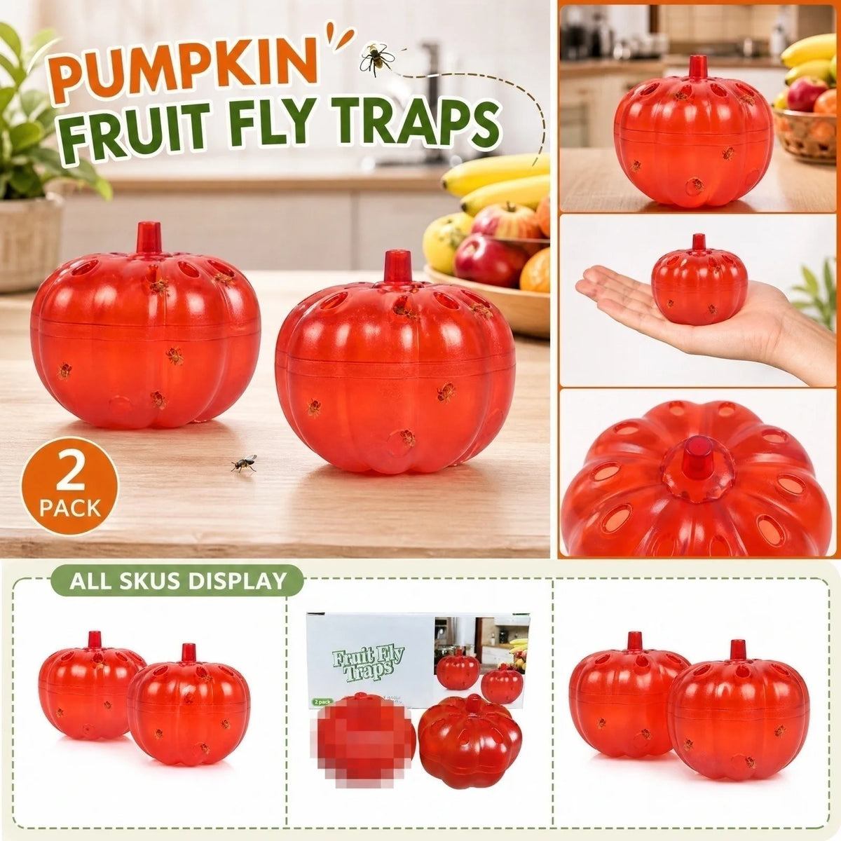 Pumpkin Fly Trap & Insect Catcher Box – Chemical-Free Fly Trap Qme as shown