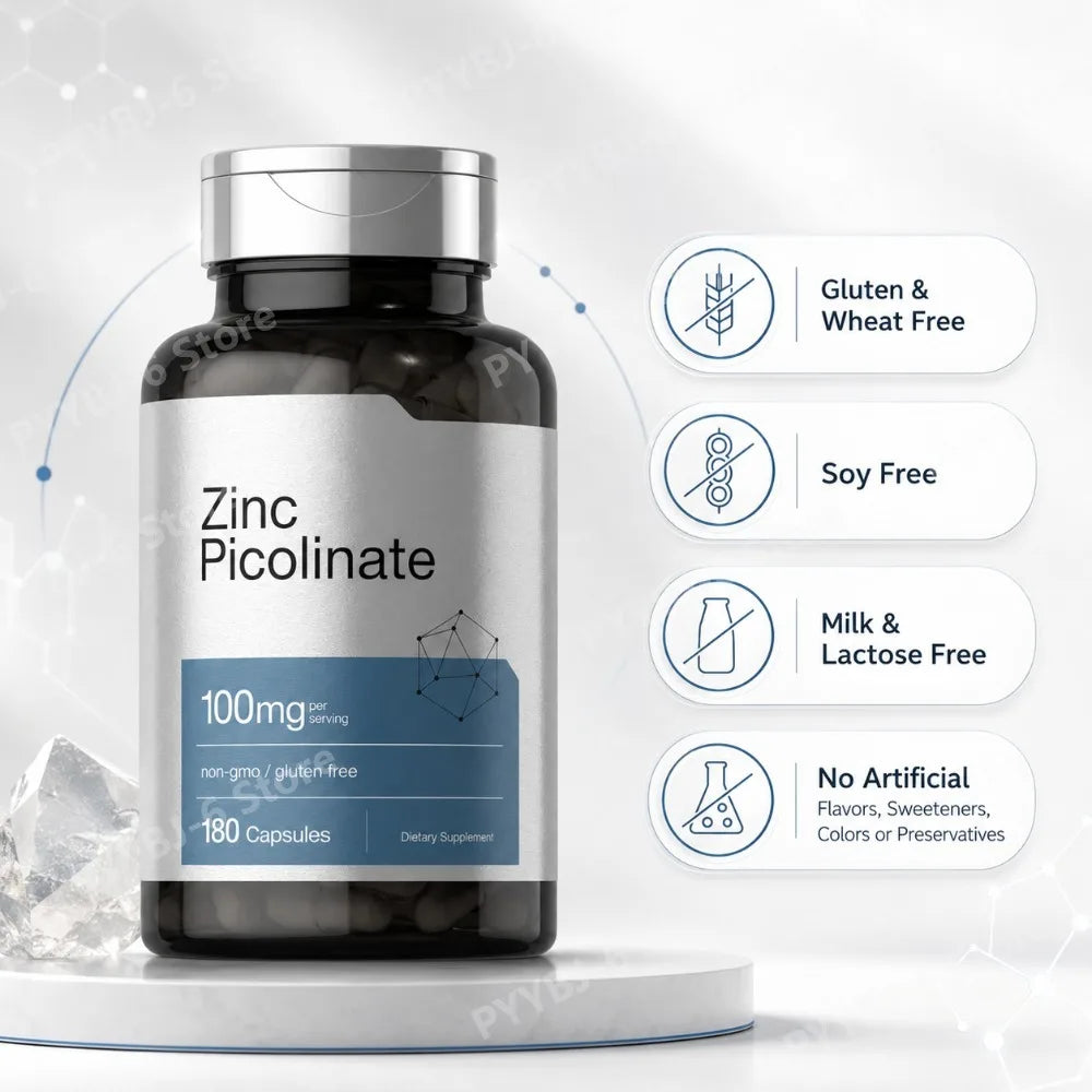 Zinc Picolinate 100mg 180 Capsules – Non-GMO Mineral Supplement Mineral Supplement Qst