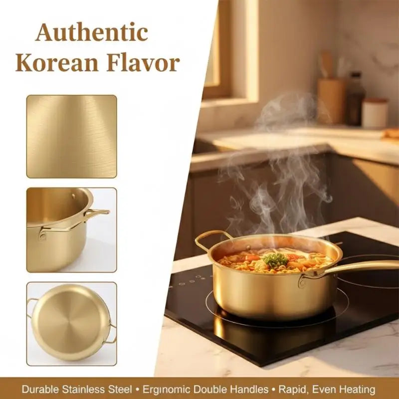 Stainless Steel Ramen Pot 18cm with Lid – Korean Soup Pan Ramen Soup Pot Qst