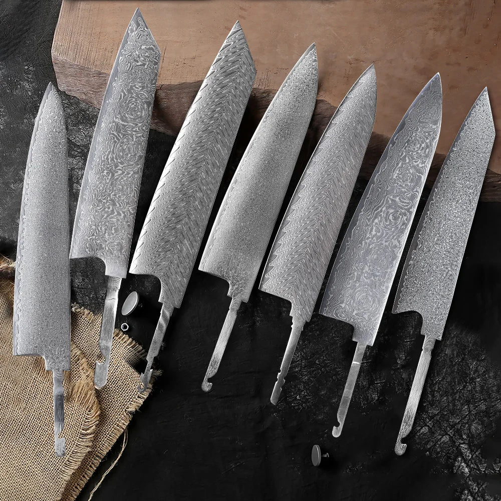 TURWHO Damascus Steel Kiritsuke Chef Knife DIY Kit – Blade & Handle Damascus Chef Knife Kit Qst