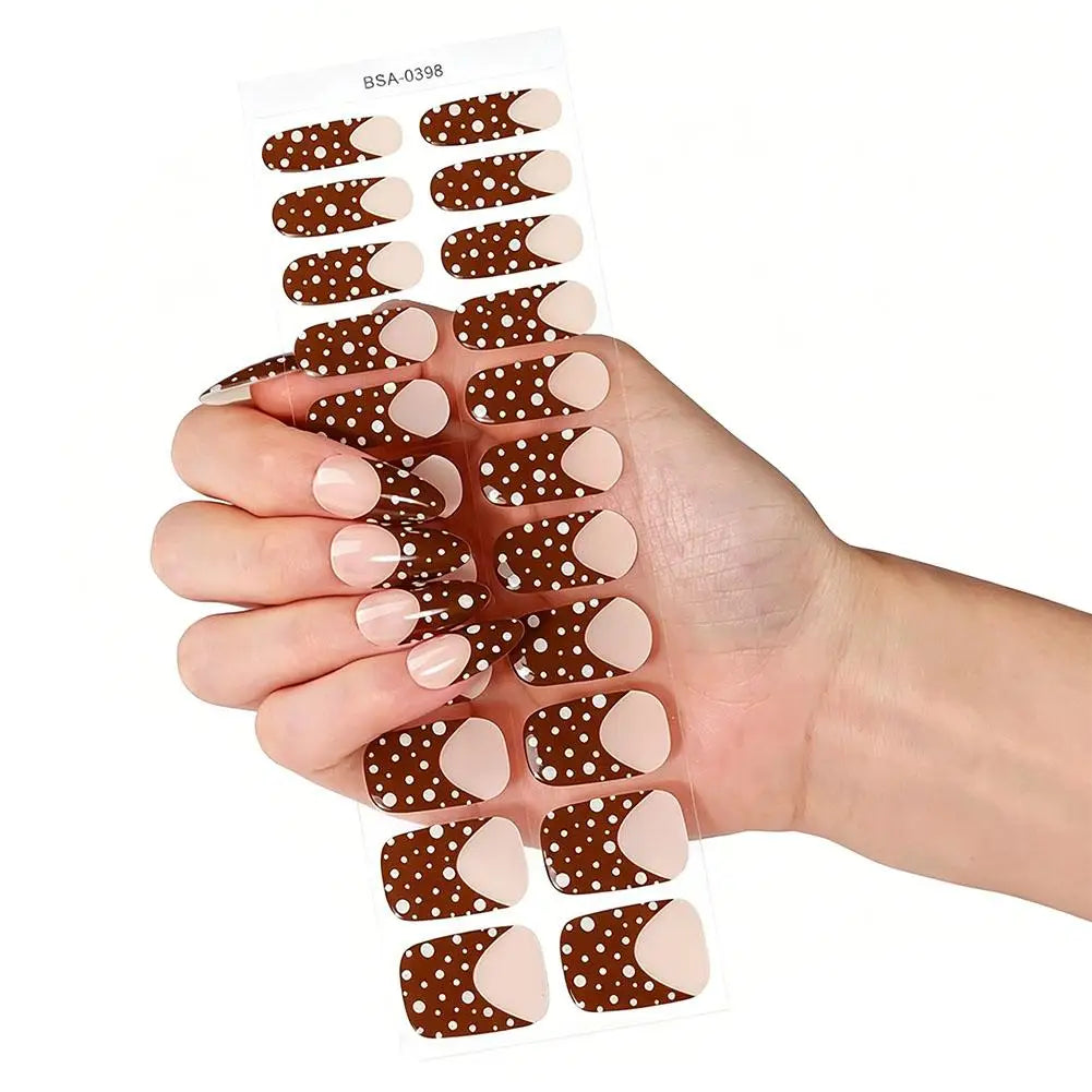 Summer Polka Dot UV-Free Gel Nail Stickers Full Cover Decal Gel Nail Stickers Qme B CN