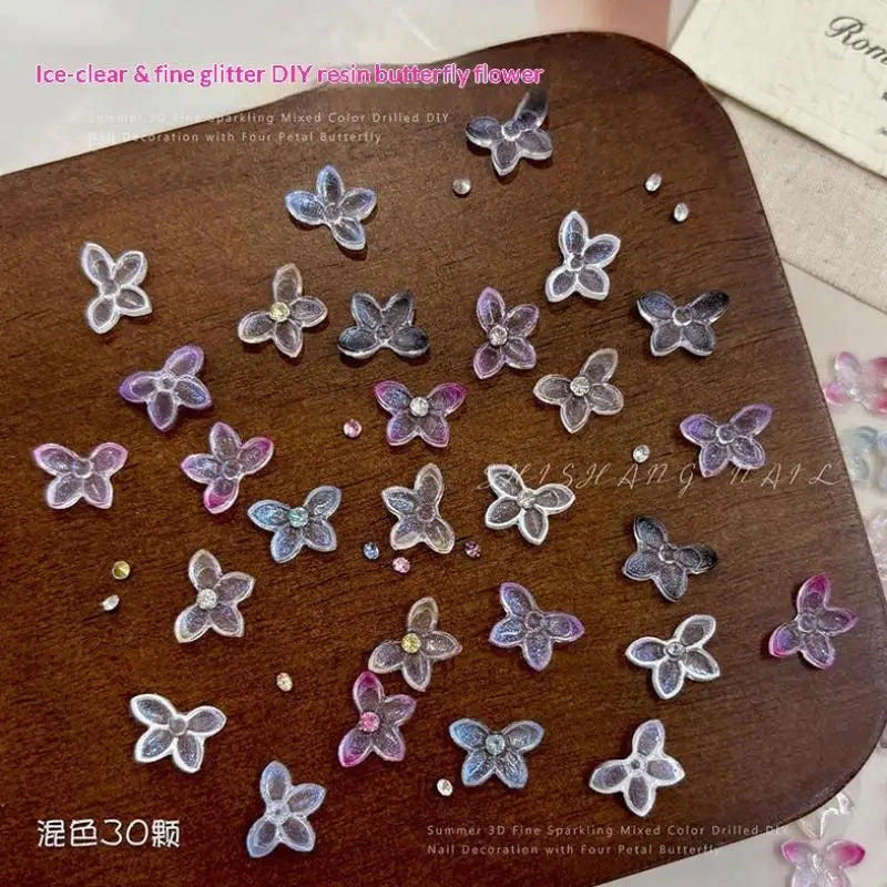 3D Glitter Resin Butterfly Rhinestone Nail Art Charms Nail Art Charms Qme