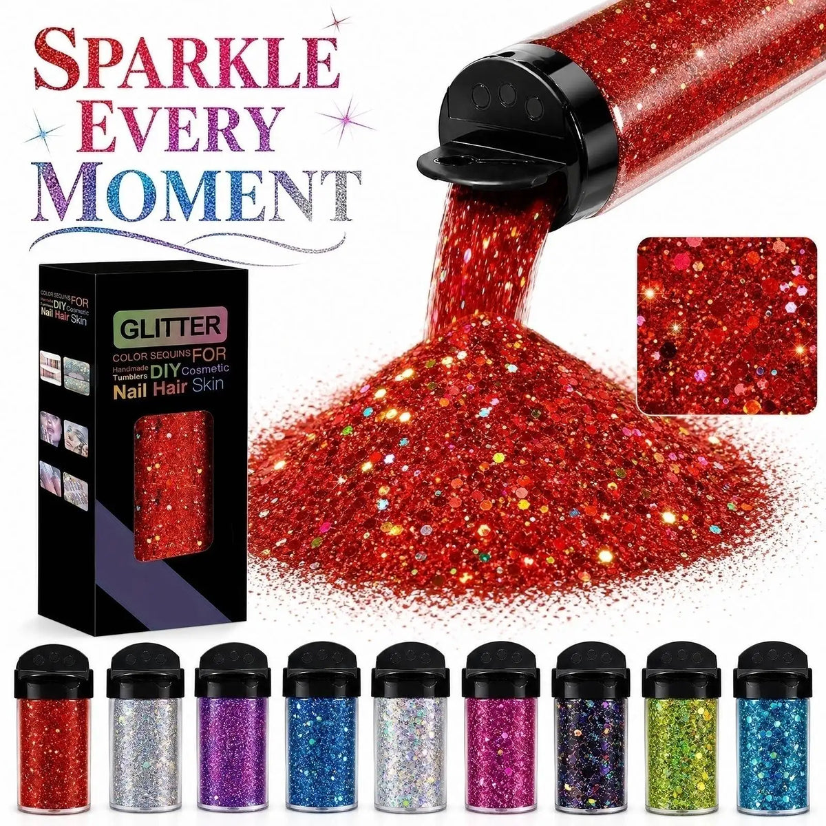 Fine Gold Foil Glitter Flakes – Body, Face, Nails & DIY Crafts Craft Glitter Flakes Qme