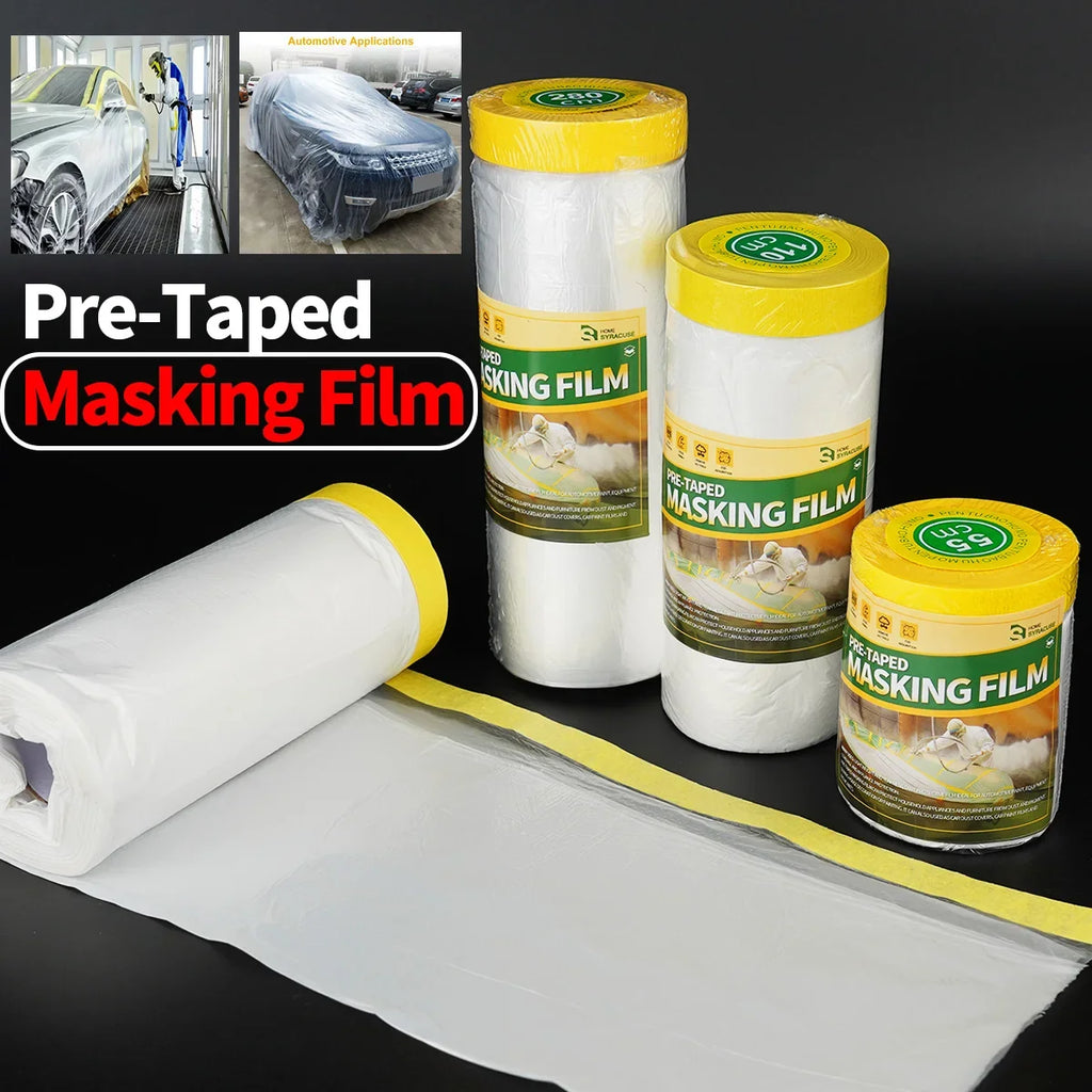 Pre-Taped Masking Film Protective Roll | 3 Widths Automotive Masking Film Qme