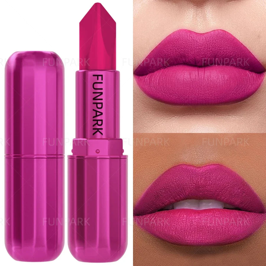 Qme Matte Lipstick – Waterproof Long-Lasting Rose Red Matte Lipstick Qme 01