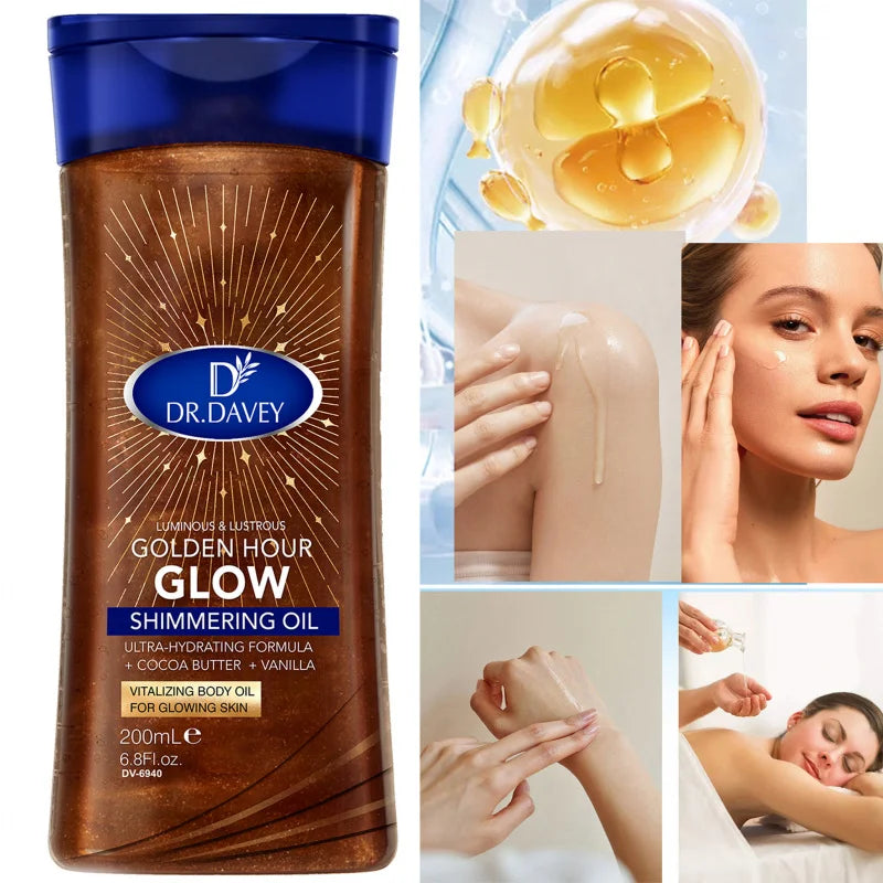 DR.DAVEY 200ml Shimmering Body Oil – Moisturizing Glow Shimmering Body Oil Qst