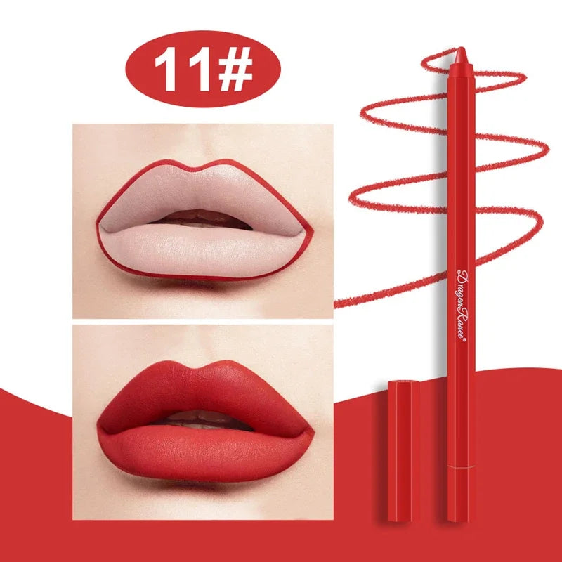 12-Color Waterproof Foaming Lipliner Soft Mist Lipstick Pen Lip Liner Pen Qme