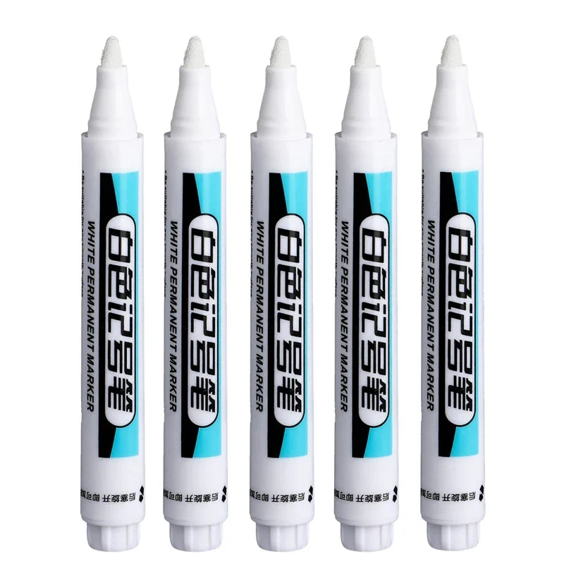 White Permanent Paint Marker Pens | 0.7mm Waterproof Tip Paint Marker Pens Qme 5Pcs-2.5 mm