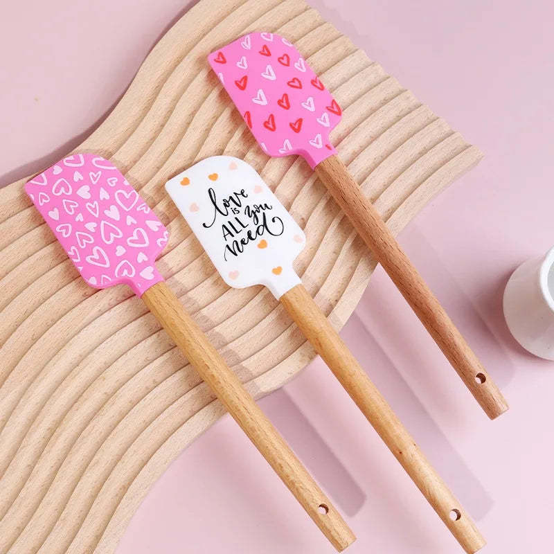 Food-Grade Silicone Spatula with Wooden Handle | Non-Stick Silicone Spatula Qme