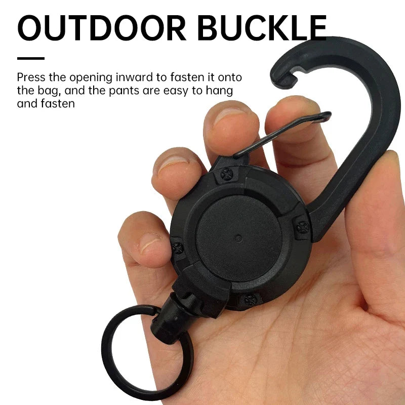 Retractable Heavy Duty Carabiner Key Chain Pull Reel Steel Carabiner Key Chain Qme