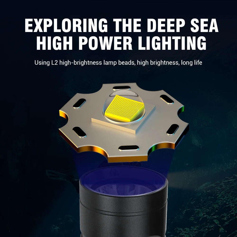 BORUiT M54 1000LM LED Diving Flashlight – IPX8 Waterproof Torch Diving Flashlight Qst