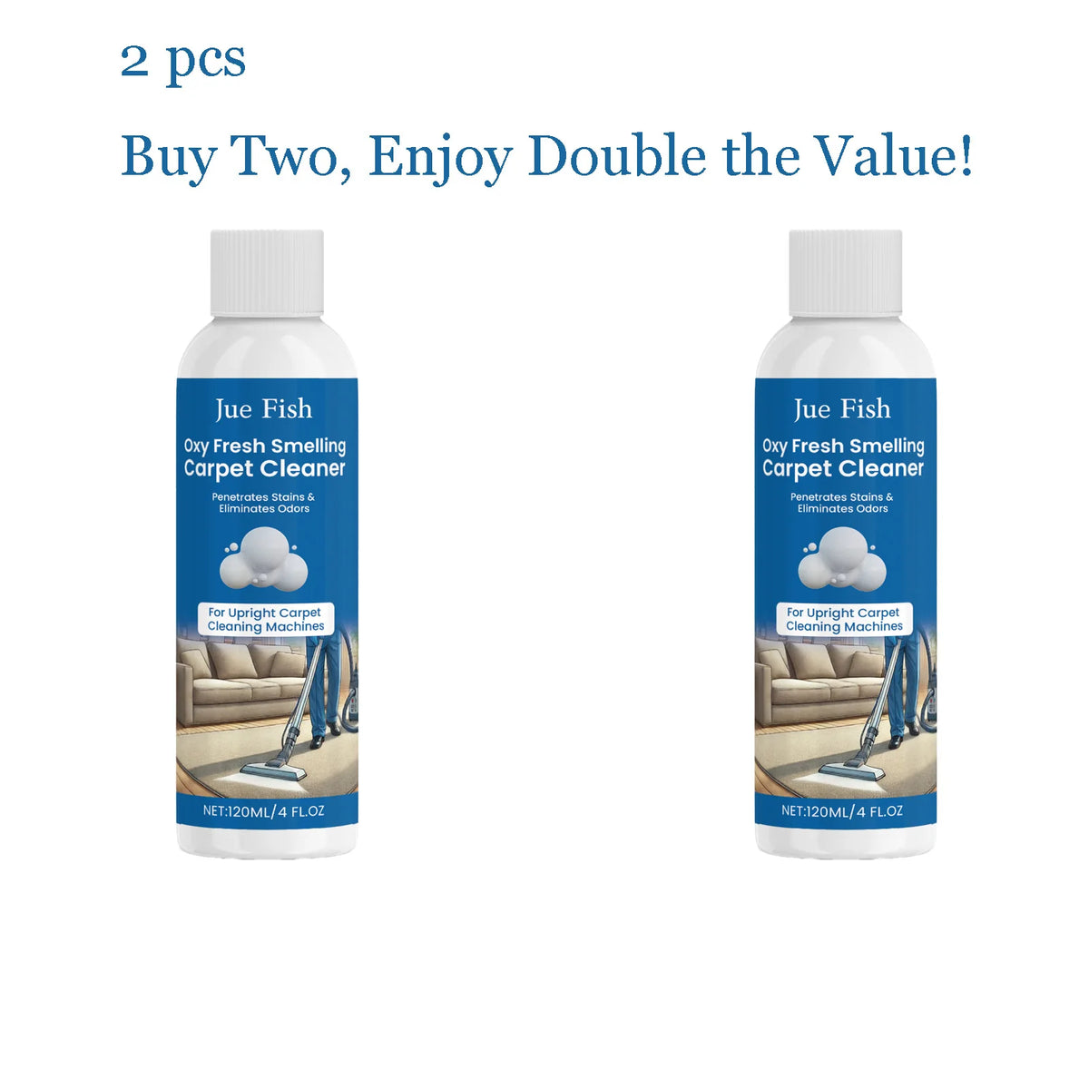 Jue-Fish Carpet Cleaner Liquid – Deep Clean & Degrease 120g Carpet Cleaning Liquid Qst 2 pcs